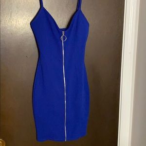 NWT blue bodycon zipper dress size small